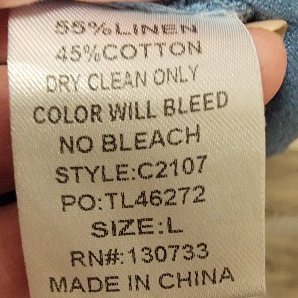 Umgee Soft Blue Linen Like Top - Picture 7 of 7